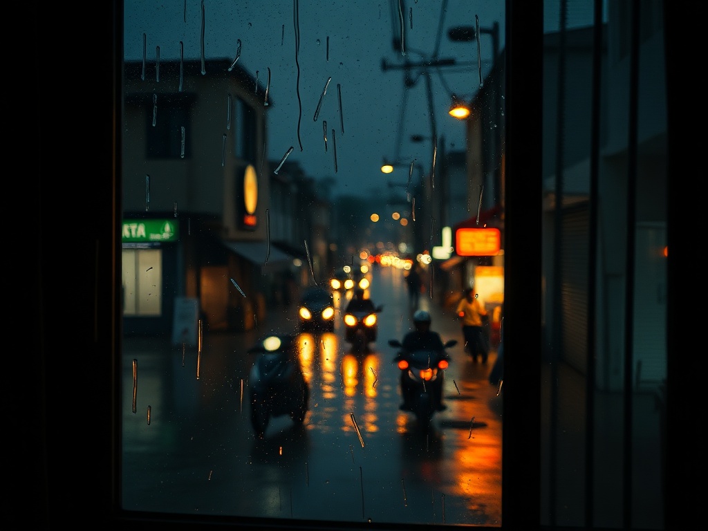 Digital Glitches on a Malé Window at Dusk