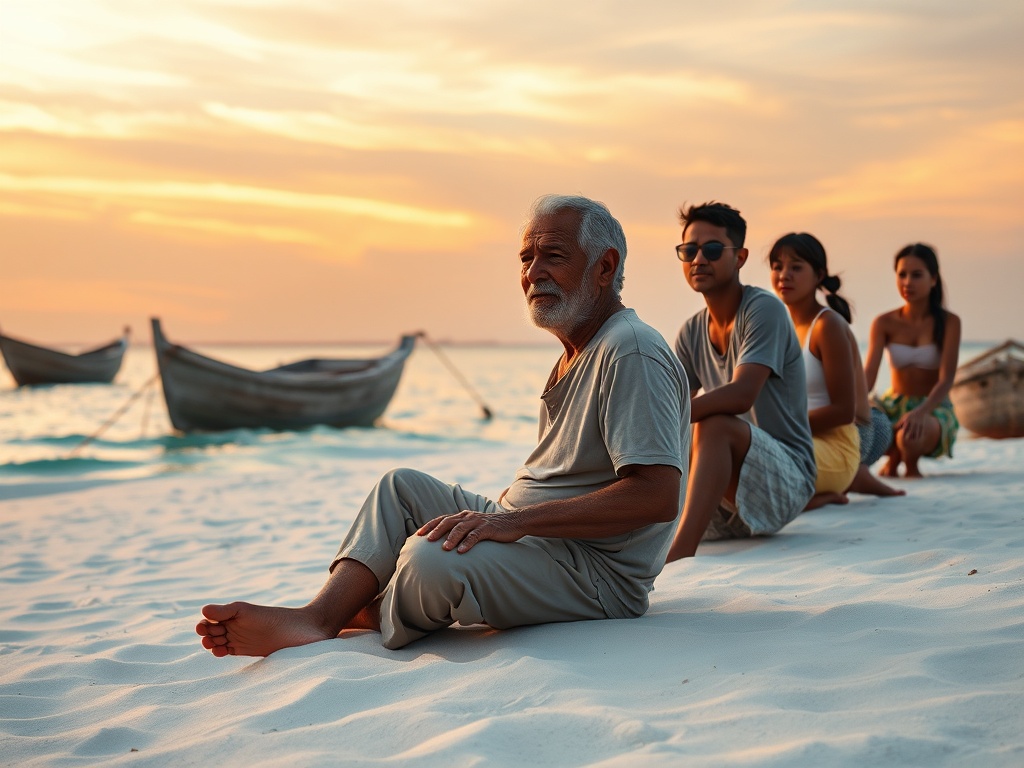 Elders Whisper History as the Sun Sets on Fishing Boats