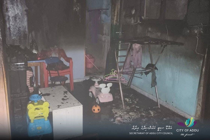 Sitting Room, Kitchen Destroyed in House Fire at Addu City