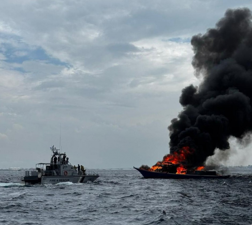MNDF Warns Vessels as Burnt Boat Parts Drift South Following Fire