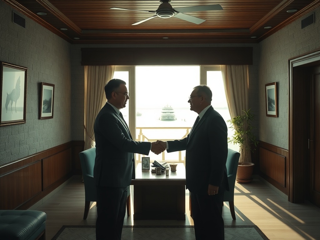 Defence Secretary Rajesh Kumar Singh calls on Defence Minister Mohamed Ghassan Maumoon.