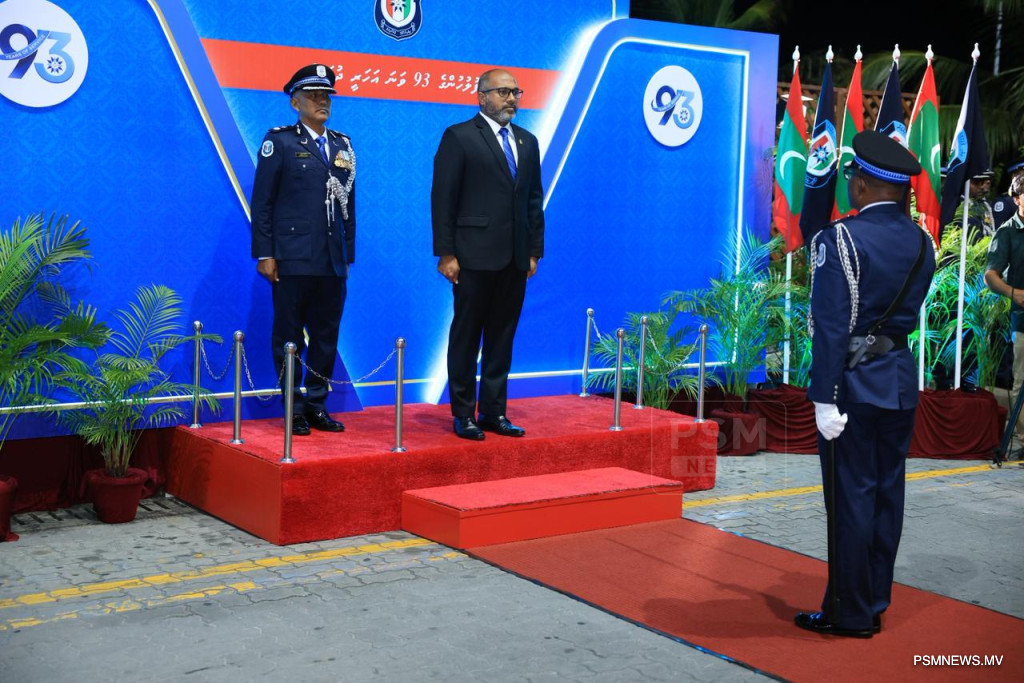 Maldives Police Service Marks 93rd Anniversary with National Flag Hoisting