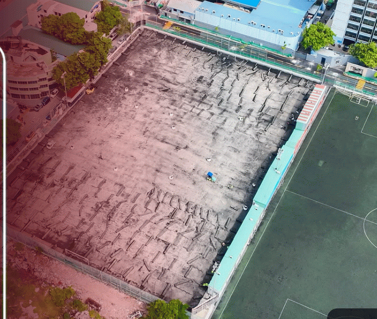 Work begins to replace turf at FAM Turf Ground 1 in Maafannu