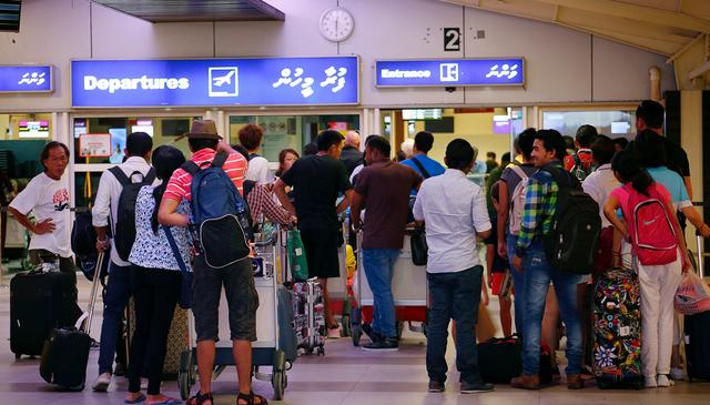 Maldives tourists in Airport